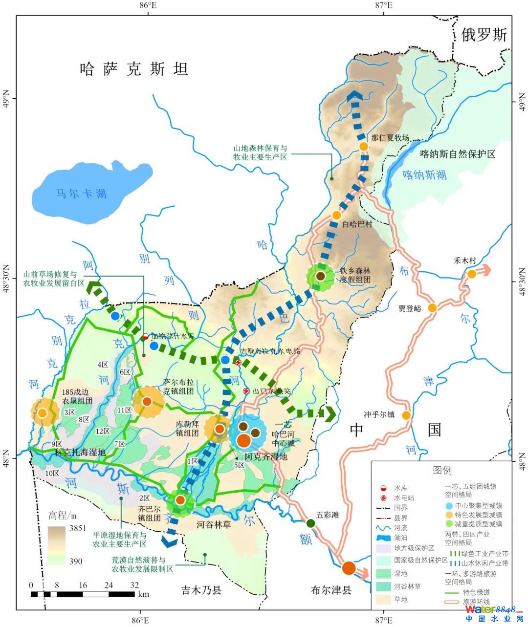 ▲哈巴河生態(tài)經(jīng)濟空間優(yōu)化布局示意圖